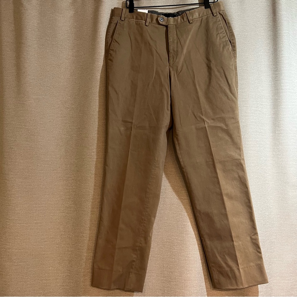 Hiltl Contemporary Fit Chino Trousers Khaki Tan 34 x 38 Unfinished Hem NWT
